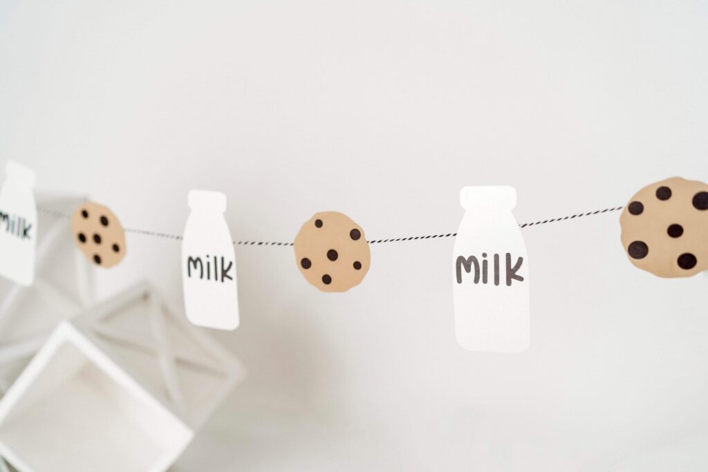 Cookies and milk birthday banner