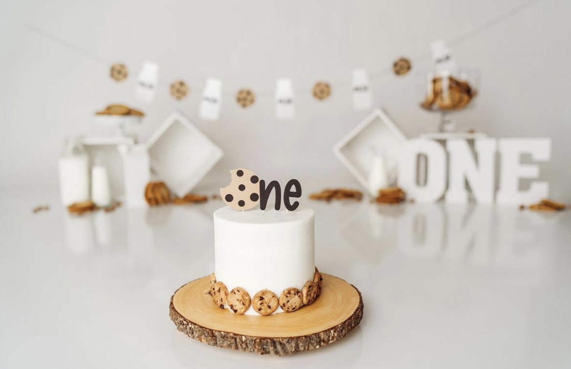 Cookies and milk birthday cake topper