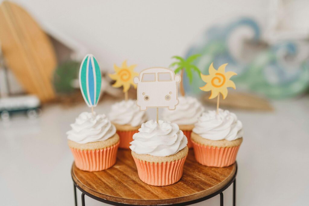 The Big One Surf Cupcake Toppers, Retro Boy Surf Birthday