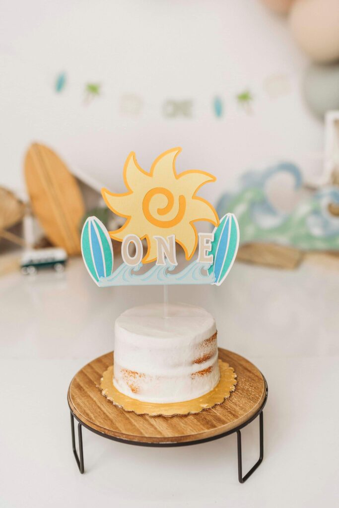 The Big One Surf Cake Topper, Retro Boy Surf Birthday