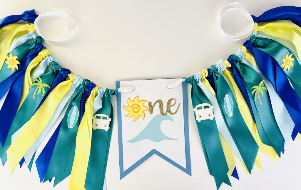 SURF HIGHCHAIR BANNER, Beach Party Decorations, 1st Birthday