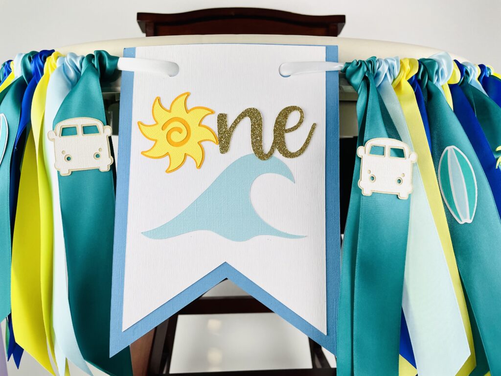 SURF HIGHCHAIR BANNER, Beach Party Decorations, 1st Birthday