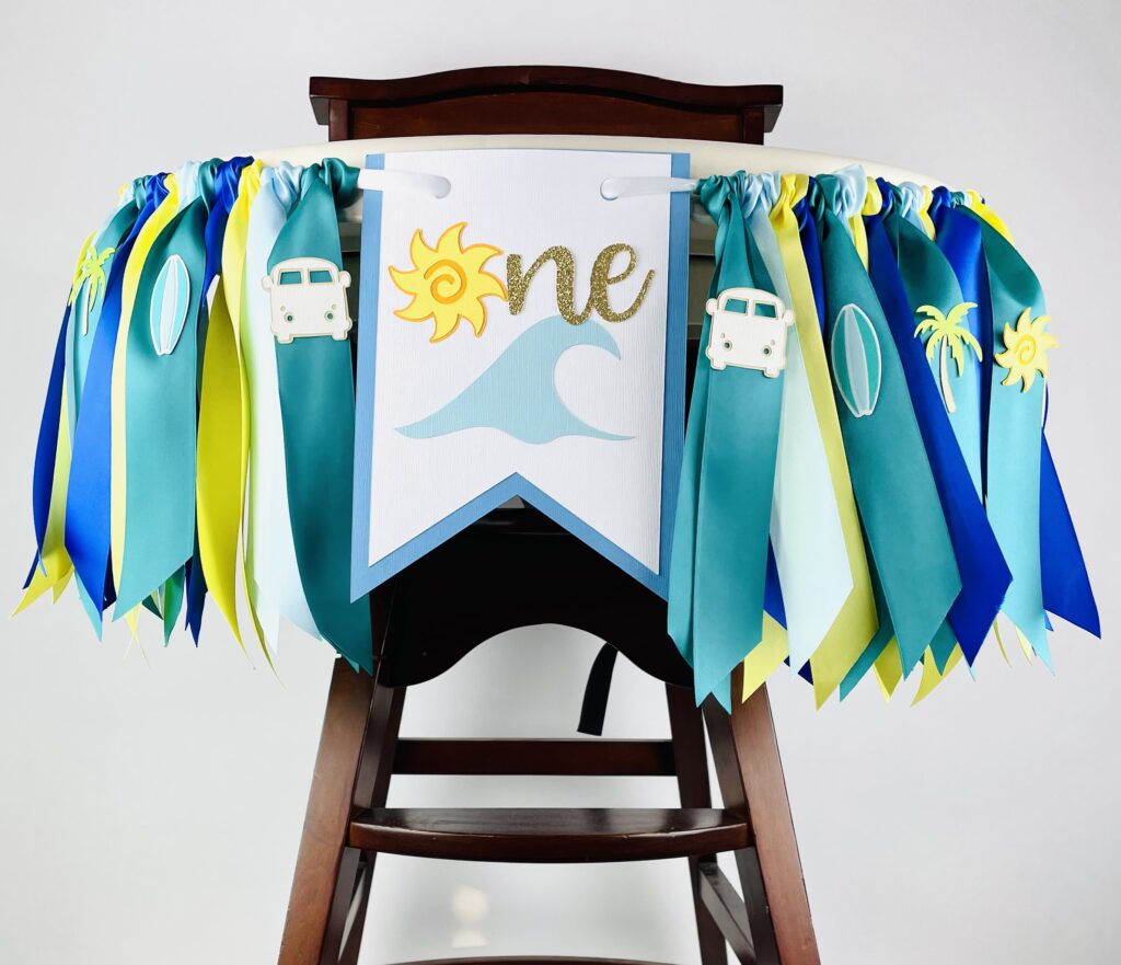 SURF HIGHCHAIR BANNER, Beach Party Decorations, 1st Birthday