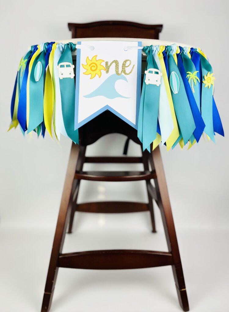 SURF HIGHCHAIR BANNER, Beach Party Decorations, 1st Birthday