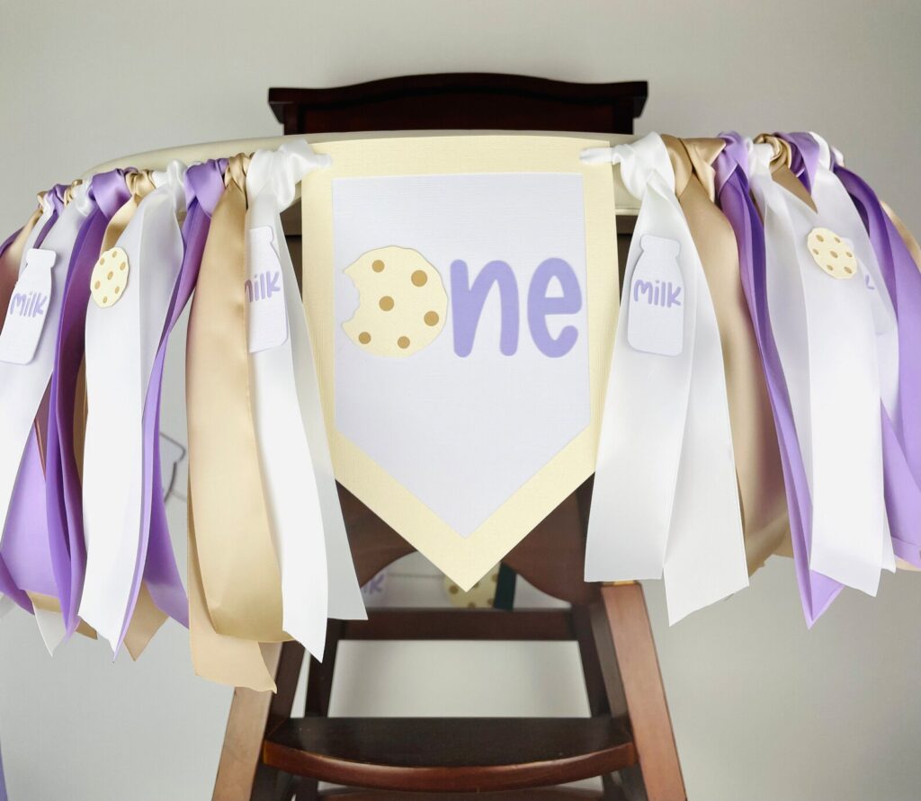 Purple cookie high chair banner